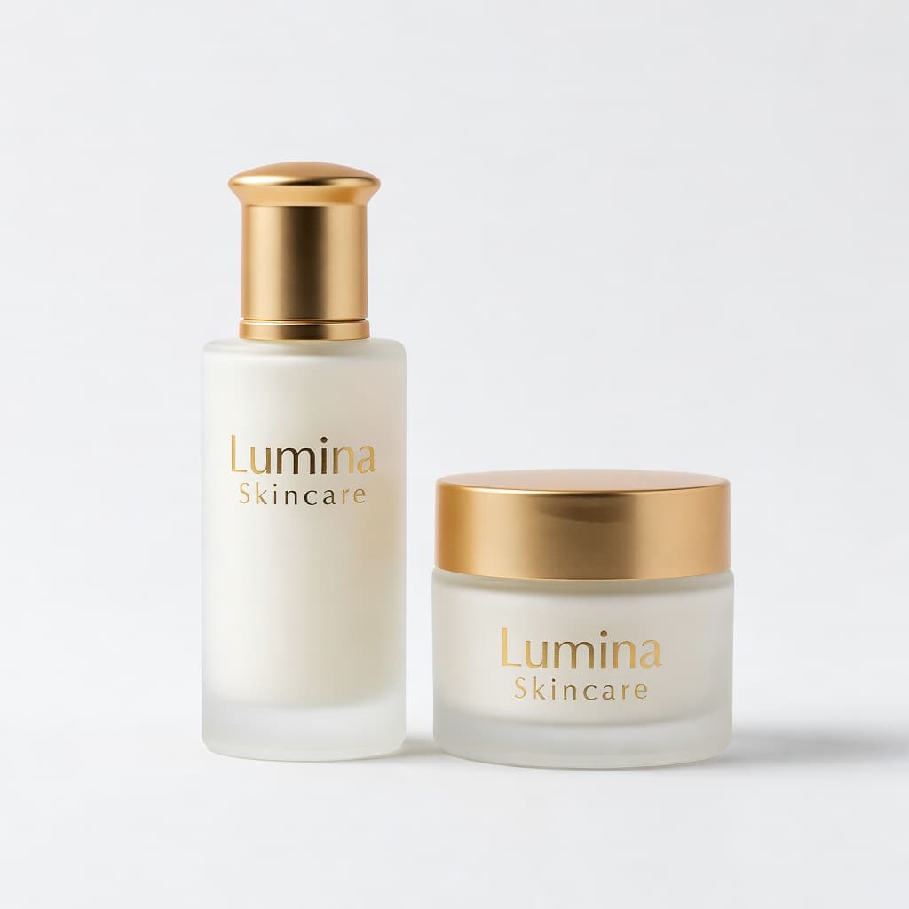 Lumina Skincare product collection — AI-generated product photography